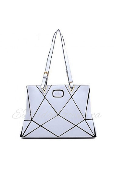 Women PU Shopper Shoulder Bag / Tote White / Black / Khaki