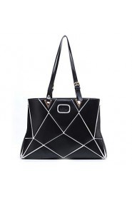 Women PU Shopper Shoulder Bag / Tote White / Black / Khaki