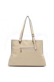 Women PU Shopper Shoulder Bag / Tote White / Black / Khaki