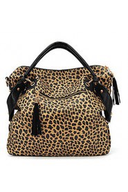 Women PU Doctor Shoulder Bag / Tote Black / Animal Print