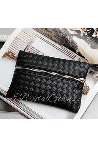 Women PU Fold over Clutch Clutch / Wristlet Black