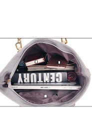 Women PU Barrel Shoulder Bag / Tote / Satchel Beige / Pink / Blue / Silver / Black