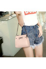 Women Casual PU Shoulder Bag Pink / Silver