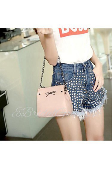 Women Casual PU Shoulder Bag Pink / Silver