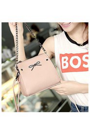 Women Casual PU Shoulder Bag Pink / Silver