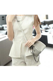 Women Casual PU Shoulder Bag Pink / Silver