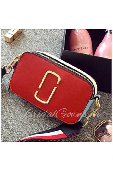 Women Casual PU Shoulder Bag Red / Burgundy