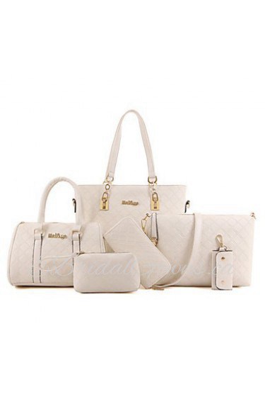 Women PU Barrel Shoulder Bag / Tote / Satchel / Clutch / Wallet White / Blue / Gold / Brown / Black