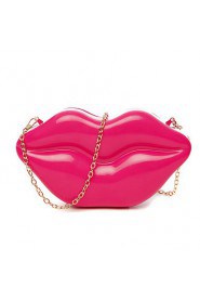 Women PVC Saddle Clutch / Evening Bag Red / Fuchsia