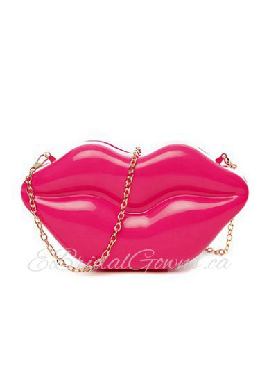 Women PVC Saddle Clutch / Evening Bag Red / Fuchsia