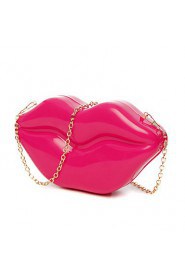 Women PVC Saddle Clutch / Evening Bag Red / Fuchsia