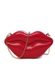 Women PVC Saddle Clutch / Evening Bag Red / Fuchsia