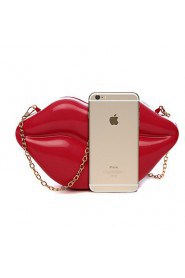 Women PVC Saddle Clutch / Evening Bag Red / Fuchsia