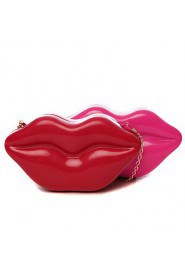 Women PVC Saddle Clutch / Evening Bag Red / Fuchsia