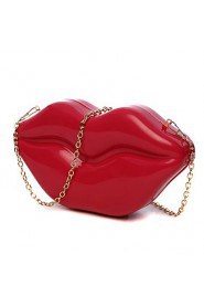 Women PVC Saddle Clutch / Evening Bag Red / Fuchsia