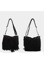 Women's Vintage Fringe Tassel Drawstring Bucket Shoulder Messenger Bag