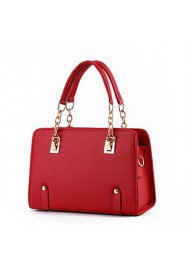 Women PU Baguette Shoulder Bag / Tote Red / Black