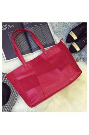 Women PU Baguette Tote Red / Gray / Black