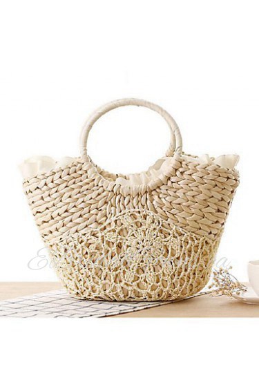 Women Casual Straw Tote White