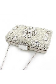 Women's Handmade Pearl Inlaid Diamonds Party/Evening Bag