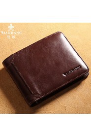 Men Cowhide / Polyester Bi fold Wallet / Card & ID Holder Brown / Black