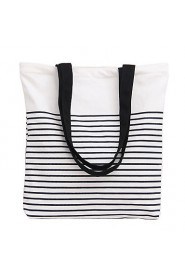 Fashion Striped Canvas Shoulder Bag Handbag Woman Shoulder Bag Shopping Travel Leisure Package