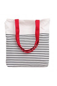 Fashion Striped Canvas Shoulder Bag Handbag Woman Shoulder Bag Shopping Travel Leisure Package