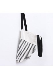 Fashion Striped Canvas Shoulder Bag Handbag Woman Shoulder Bag Shopping Travel Leisure Package