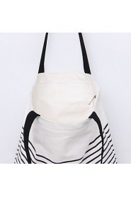 Fashion Striped Canvas Shoulder Bag Handbag Woman Shoulder Bag Shopping Travel Leisure Package