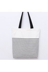 Fashion Striped Canvas Shoulder Bag Handbag Woman Shoulder Bag Shopping Travel Leisure Package