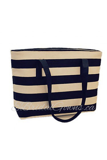 Woman Fashion Minimalist Shoulder Bag Canvas Handbag Shoulder Bag Leisure Package Travel Bag Striped Beach Bag