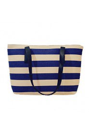 Woman Fashion Minimalist Shoulder Bag Canvas Handbag Shoulder Bag Leisure Package Travel Bag Striped Beach Bag