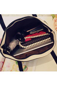 Woman Fashion Minimalist Shoulder Bag Canvas Handbag Shoulder Bag Leisure Package Travel Bag Striped Beach Bag