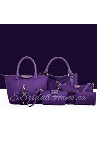 Women Nylon Barrel Shoulder Bag / Tote Purple / Blue