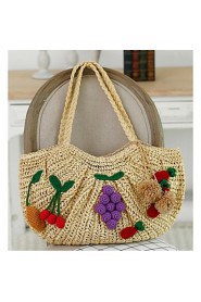 Women Straw Hobo Tote Beige