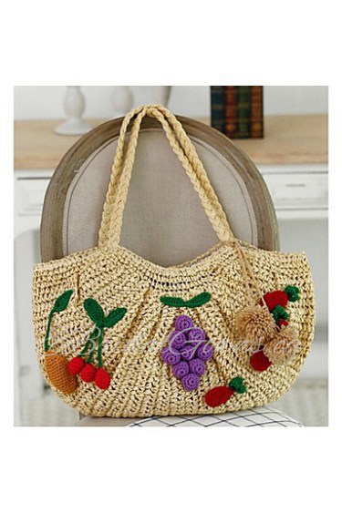 Women Straw Hobo Tote Beige