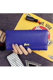 Women PU Tri fold Wallet Pink / Blue / Red / Black