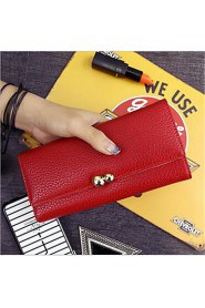 Women PU Tri fold Wallet Pink / Blue / Red / Black