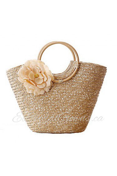 Ms. Trend Handbags Outdoor Handbag Shoulder Bag Woven Straw Bag Leisure Travel Straw Beach Bag