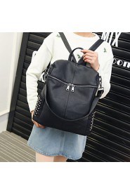 Women PU Shoulder Bag Tote Backpack Laptop Bag OL Fashion Handbag Black