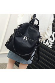 Women PU Shoulder Bag Tote Backpack Laptop Bag OL Fashion Handbag Black