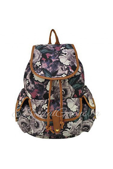 Women Outdoor / Shopping Canvas Toggle Backpack