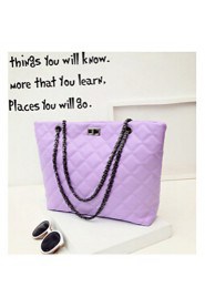 Women PU Shopper Tote White / Purple / Silver / Black / Fuchsia