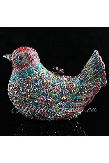 Women's Bird Design Crystal Wedding Party Dinner Evening Clutch