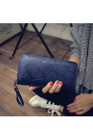 Women's Retro Stone grain purse female long zipper wallet