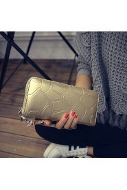 Women's Retro Stone grain purse female long zipper wallet