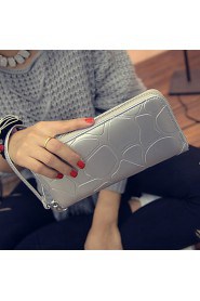 Women's Retro Stone grain purse female long zipper wallet