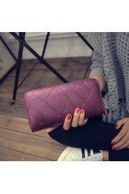 Women's Retro Stone grain purse female long zipper wallet