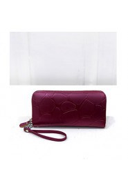 Women's Retro Stone grain purse female long zipper wallet