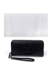 Women's Retro Stone grain purse female long zipper wallet